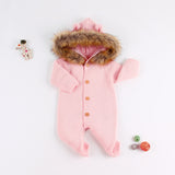 Chunky Knit Jumpsuit With Fur Trim