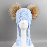 Crochet Double Pom Pom Hat