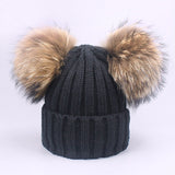 Double Pom Pom Knit Hat