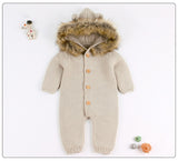 Chunky Knit Jumpsuit With Fur Trim