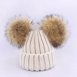 Double Pom Pom Knit Hat