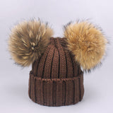 Double Pom Pom Knit Hat