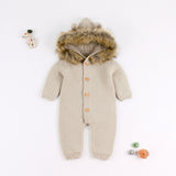 Chunky Knit Jumpsuit With Fur Trim