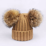 Double Pom Pom Knit Hat