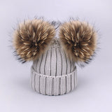 Double Pom Pom Knit Hat