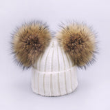 Double Pom Pom Knit Hat
