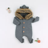 Chunky Knit Jumpsuit With Fur Trim