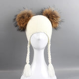 Crochet Double Pom Pom Hat
