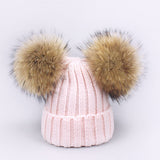 Double Pom Pom Knit Hat